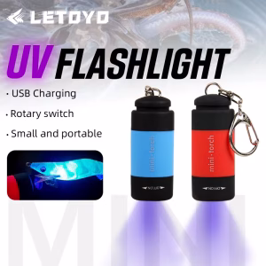 LETOYO UV USB Flashlights Led Mini Light Portable Rechargeable Waterproof Flashlight for squid jig metal jig Sea fishing tools
