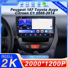 Car Android 16 For Peugeot 107 Toyota Aygo Citroen C1 2005-2014 Auto Navigation Player Multimedia Auto Carplay 2Din DVD Stereo