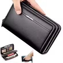 Men's Large Capacity Long Zipper Wallet Synthetic Leather Business Clutch Phone Card Holder Purse Gift for Him​