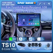 For Toyota Aygo Peugeot 108 Citroen C1 2016-2020 Car Radio Android 16 Navigation GPS Android Auto Stereo Carplay Screen Unit 2K