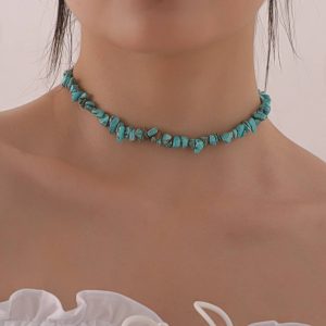 Irregular turquoise choker necklace women's fashion new handmade