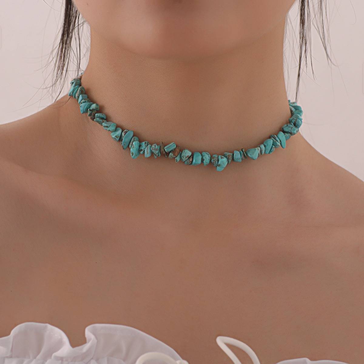 Irregular turquoise choker necklace women's fashion new handmade