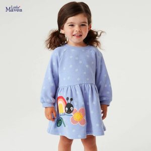 Girls dress autumn kids long sleeve sweatshirt dress cotton cute embroidery Children's skirts