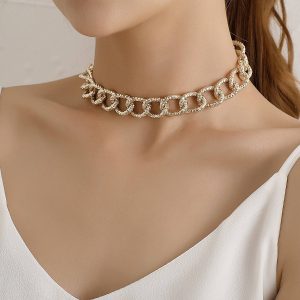 Retro geometric thick choker necklace women's fashion