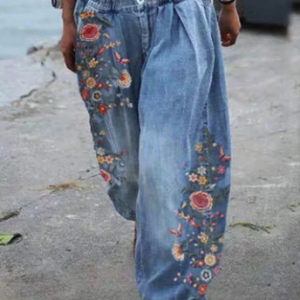 Floral Pattern Wide Leg Elastic Pants
