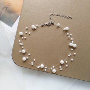 new fashion jewelry multilayer freshwater Pearl Necklace light luxury design women's Necklace