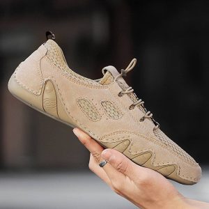 New autumn men's shoes pigskin mesh shoes breathable sports men's casual shoes leather shoes leather all-match trend shoes men