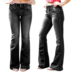 Wisherryy Classic Mid-Rise Washed Flared Jeans