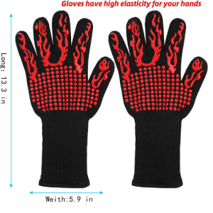 Heat Resistant Barbecue Gloves,1472 ℉ (800 ℃) Oven Gloves Resistant to Extremely High Temperatures, 1 Pair of Non-slip Silicone Gloves for Grilling, C