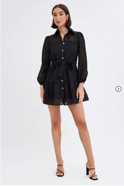Black Shirts Dress Mini Long Sleeve