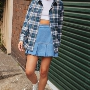 Green Check Shirt Long Sleeve Collar Check