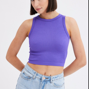 Purple Tank Top Crew Neck Seamless