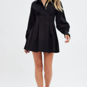 Black Shirts Dress Long Sleeve Poplin