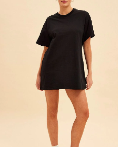Oversized T-Shirt Dress in Black with Jamie Design