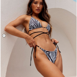 Animal Print Bikini Set with Ring Accent and Wrap-around Design.