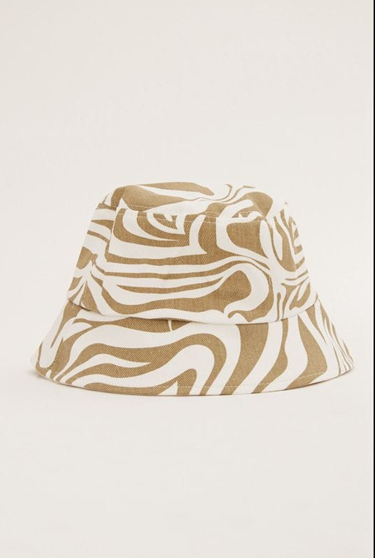 Beige Graphic Bucket Hat