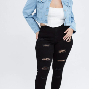 Denim Jacket Puff Sleeve Cropped Fitted