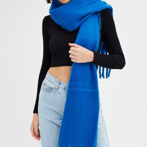 Best Seller Blue Chunky Fluffy Tassel Scarf