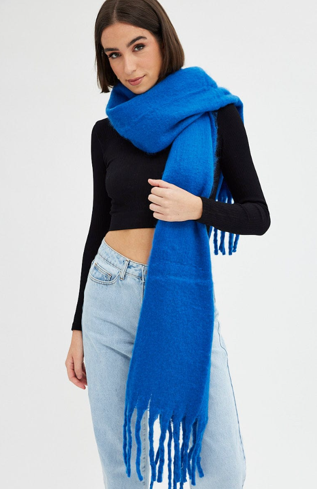 Best Seller Blue Chunky Fluffy Tassel Scarf