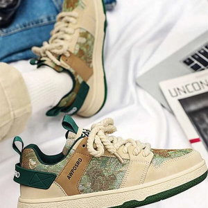 Colorblock Lace-up Sport Sneakers for Men, Outdoor Skate Shoes