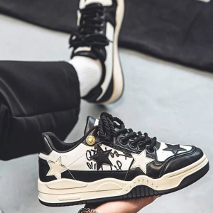 Men's Lace Up Sneakers with Sporty Skate Shoe Style