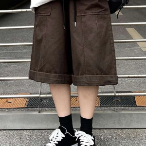 Wide Leg Shorts with Men's Drawstring Waist