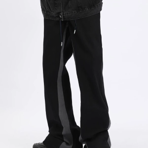 Contrast Side Seam Drawstring Waist Straight Leg Pants for Men