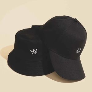 2pcs Men Crown Embroidery Baseball Cap & Bucket Hat