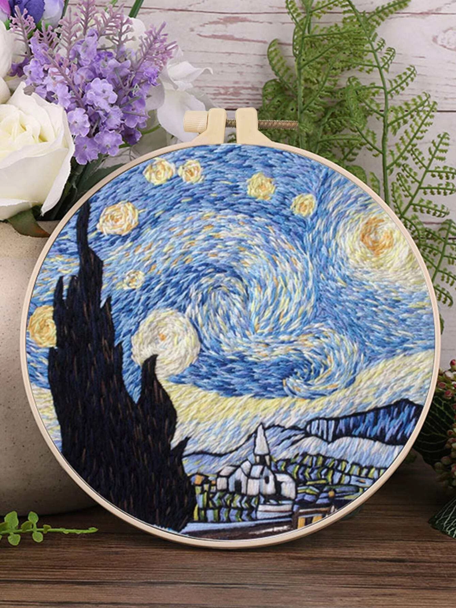 Hand Embroidery Set with Stunning Galaxy Pattern