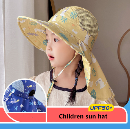 Kids' Adjustable Sun Hat with Wide Brim and Chin Strap