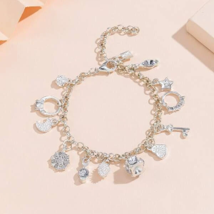 Sparkling Charm Bracelet with Moon and Star Rhinestones