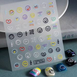 Face Pattern Nail Art Sticker in Cute Cartoon Design