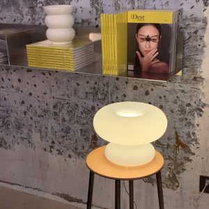 Danish Milk White Mushroom 1-Light Table Lamp