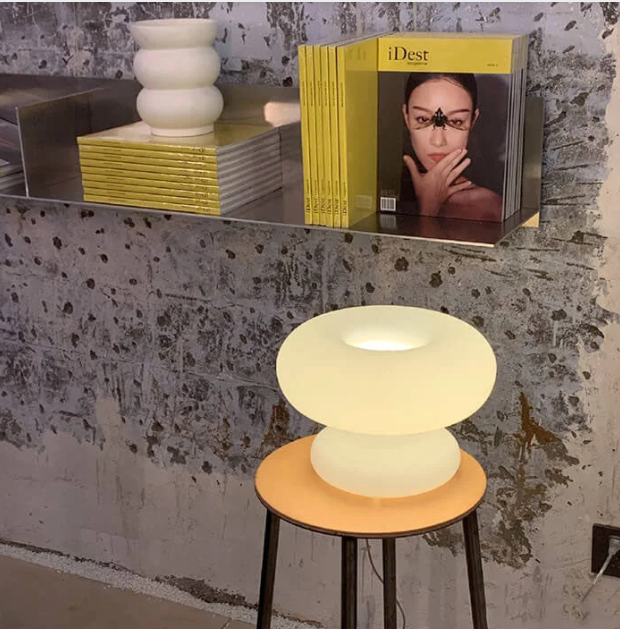 Danish Milk White Mushroom 1-Light Table Lamp