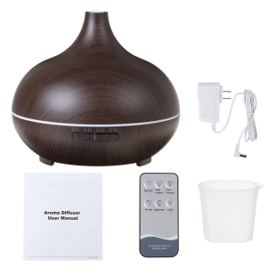 550ML Dark Wood Grain Aroma Air Humidifier with LED Lights