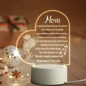 1pc ABS Decorative Light, Slogan Graphic Heart Design Decoration Light For Mother's Day