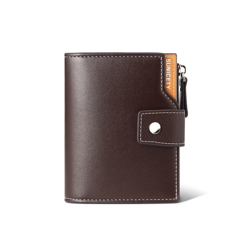 Cropped Bi-Fold Leather Wallet for Men