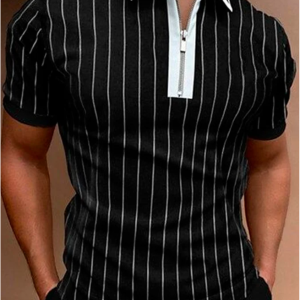 Men's Vintage Striped Print Colorblock Print Casual Polo Shirt