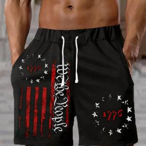 Men's Independence Day We The People America Flag Print Casual Shorts