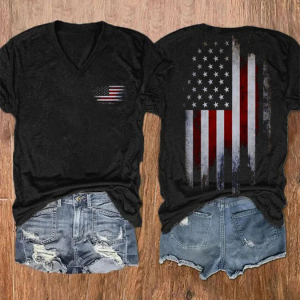 Women's Vintage Flag Print Casual T-Shirt