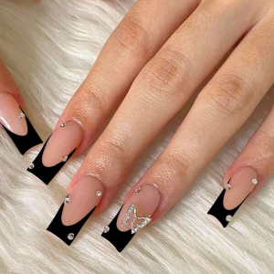 Elevate Your Style With 24pcs Long Coffin Butterfly Decor Full Cover Fake Nail Kit