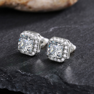 Cao Shi cross-border explosive hot selling delicate square women's earrings full of diamond inset green zircon earrings jewelry
