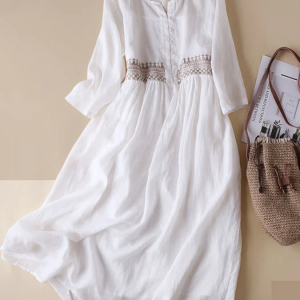 Cotton and linen embroidered dress