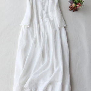 Elegant loose cotton linen dress