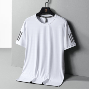 Ice short-sleeved t-shirt men loose quick-drying clothes summer youth thin section sports body shirts fattened large yards men's half-sleeve