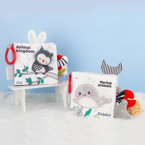 Black and white three-dimensional tail cloth book torn newborn visual training cartoon baby cloth book
