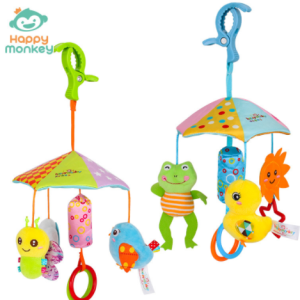 Happy Monkey Baby toys 0-1 year old rotatable animal bed bell stroller pendant rattle toy