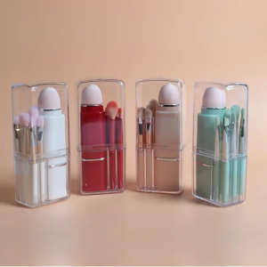 Powder Foundation Eyeshadow Blush Brush Mini Cute Makeup Brushes Set Travel Size Portable 8 in 1 Synthetic Hair Makeup Beauty