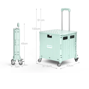 Supermarket portable folding shopping cart grocery cart small trolley universal wheel plastic trolley cart trolley