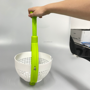 Easy to Use Kitchen Fruit Basket Spinning Colander Strainer Salad Spinner with Collapsible Handle